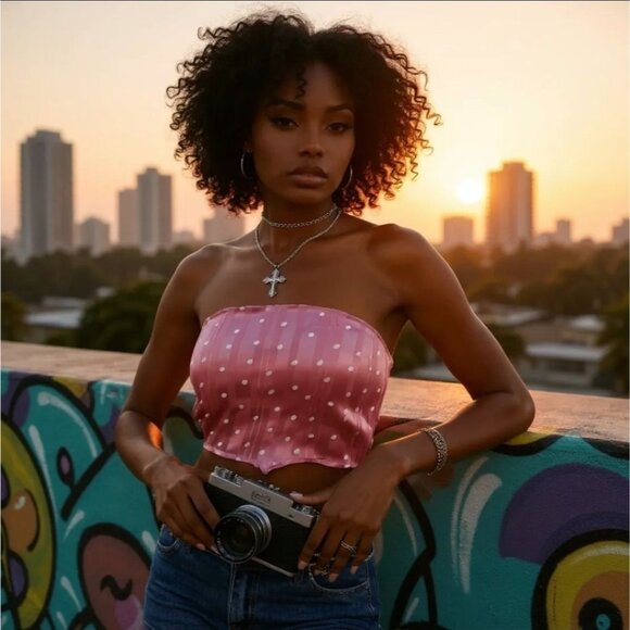 Berry Kiss Strapless Crop Top by Blue Blush – Dockside Daydream Edition NWT M - Picture 3 of 4